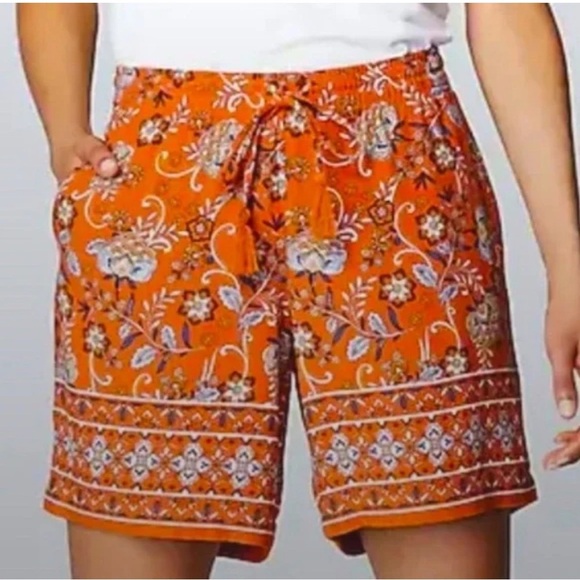 J. Jill Pants - J. Jill Orange and Blue Bermuda Shorts Vibrant Design